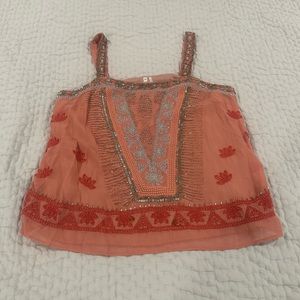 Anthropologie beaded cropped tank 0P